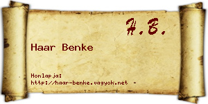 Haar Benke névjegykártya